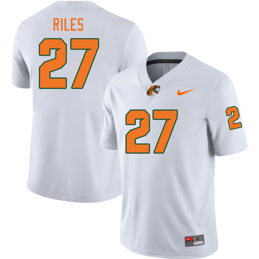 Florida A&M Rattlers #27 Jason Riles College Football Jerseys,Uniforms-White